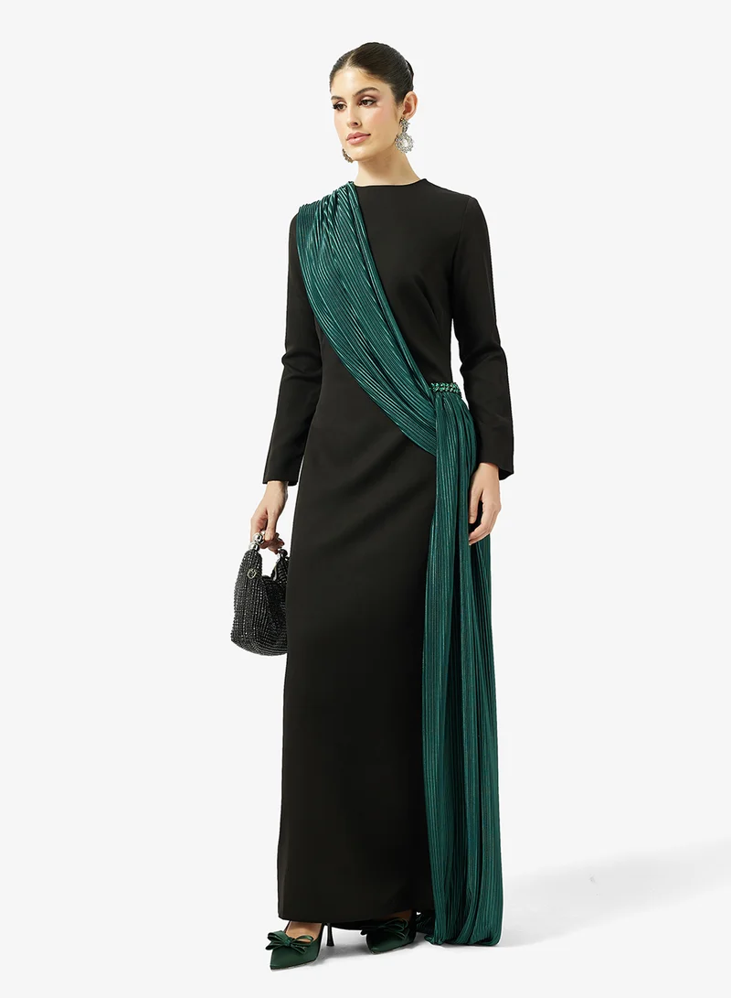 Namshi x  Column Dress With Statement Drape for Women | Best Price UAE